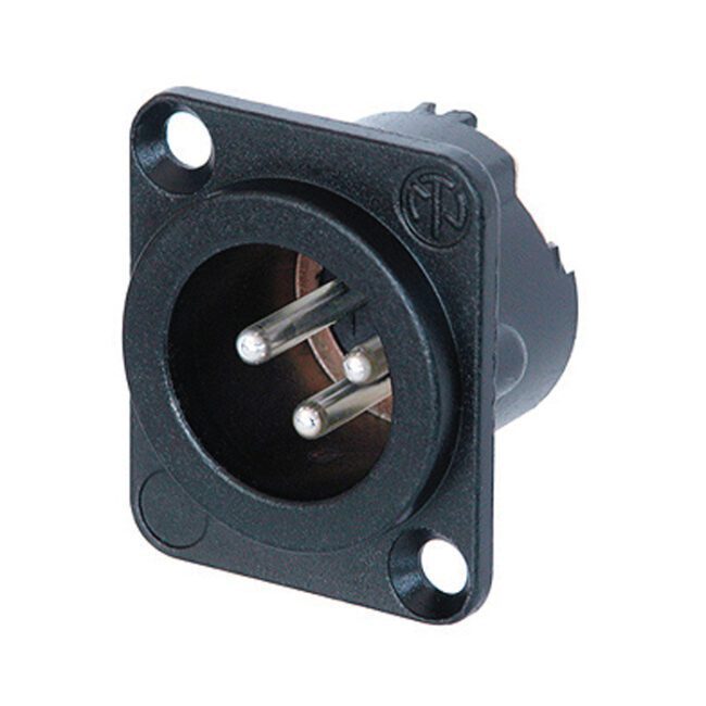 XLR 3P Chassis - male Contactos de plata - carcasa de metal negra (Contactos de plata - carcasa de metal negra) NC3MDLXBAG