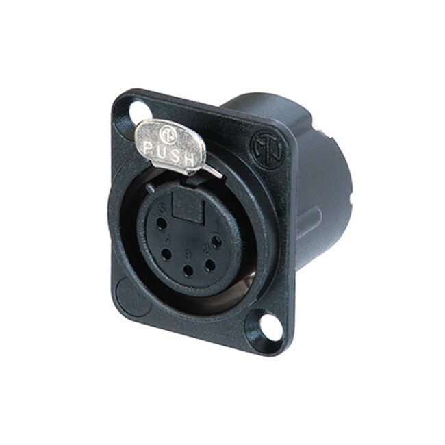 XLR 5P Chassis - female Contactos de plata - carcasa de metal negra (Contactos de plata - carcasa de metal negra) NC5FDLXBAG