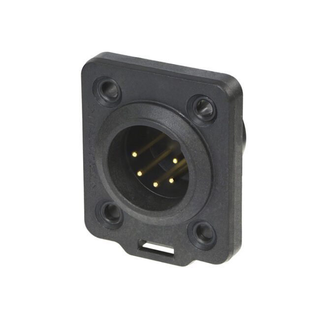 XLR 5P Chassis - male TOP Contactos de oro - carcasa negra (Contactos de oro - carcasa negra) NC5MDXTOP