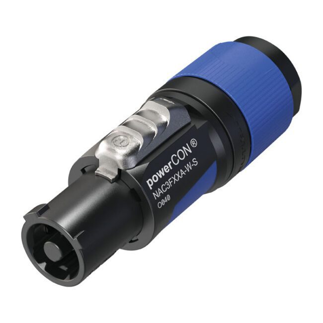 Conector powerCON - S (Carcasa gris/azul - Cables de diámetro pequeño) NAC3FXXAWS
