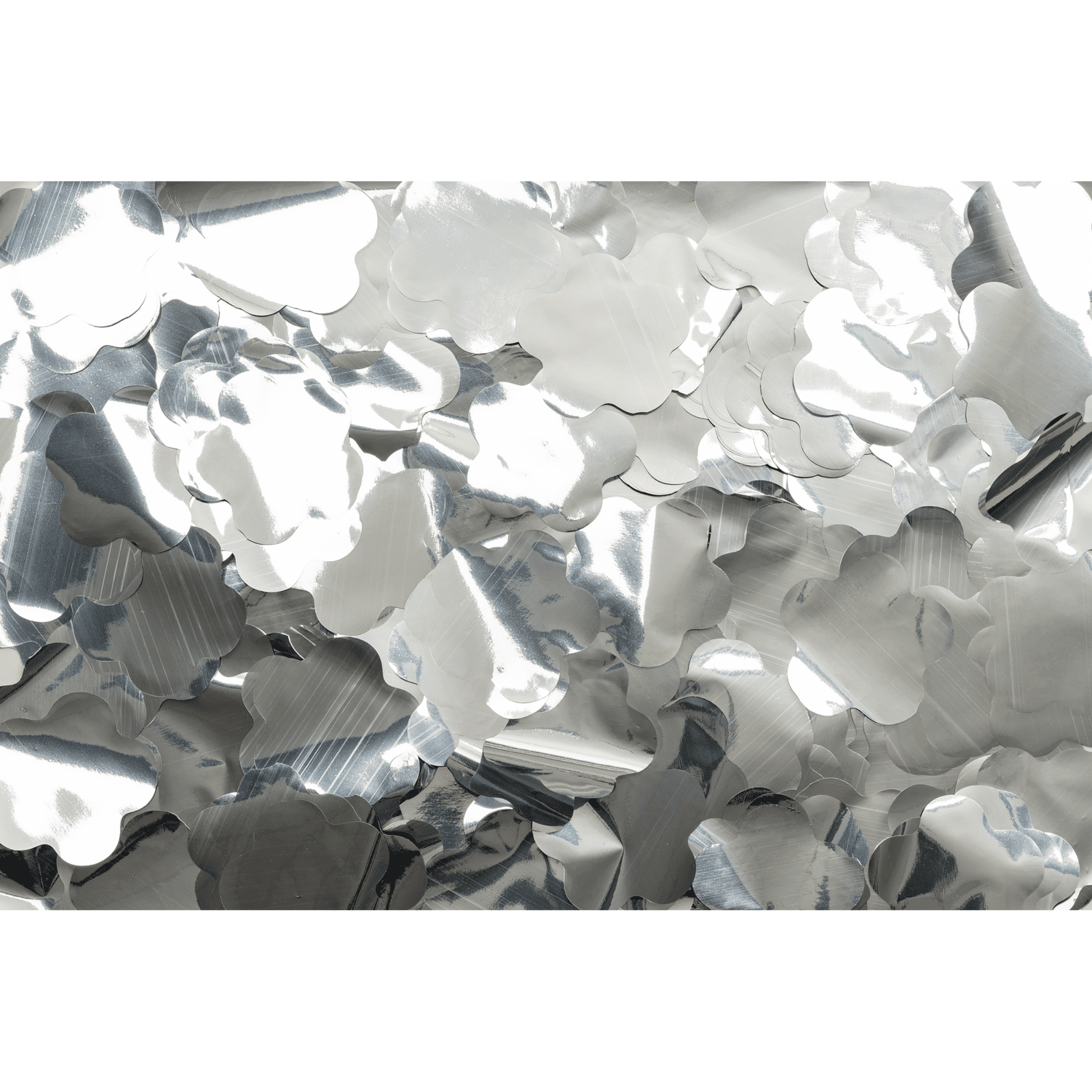 Confeti Metálico – Flores (Plateado, Ø 55 mm, 1 kg, ignífugo) 60922SM