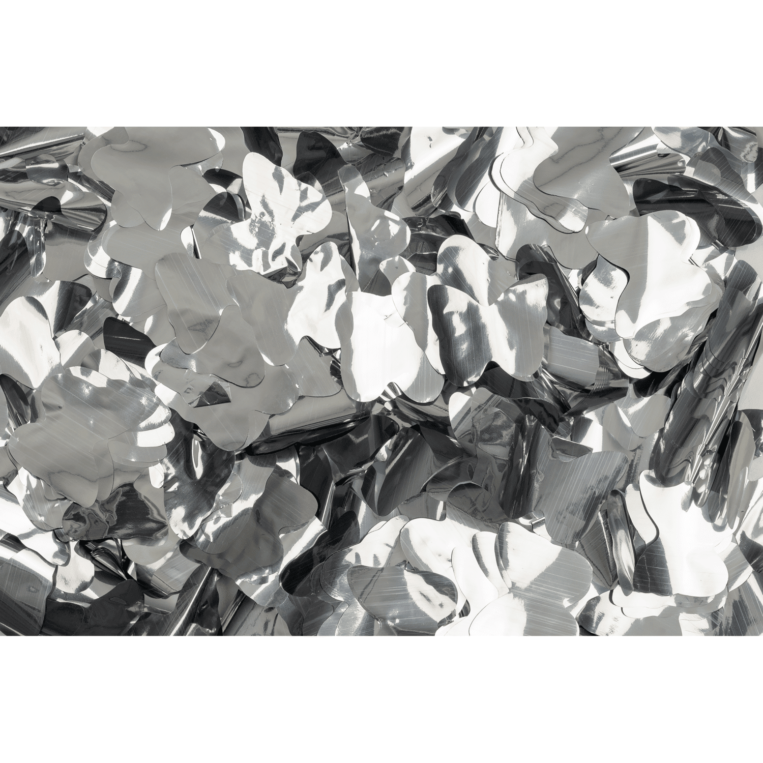 Confeti Metálico – Mariposas (Plateado, Ø 55 mm, 1 kg, ignífugo) 60923SM
