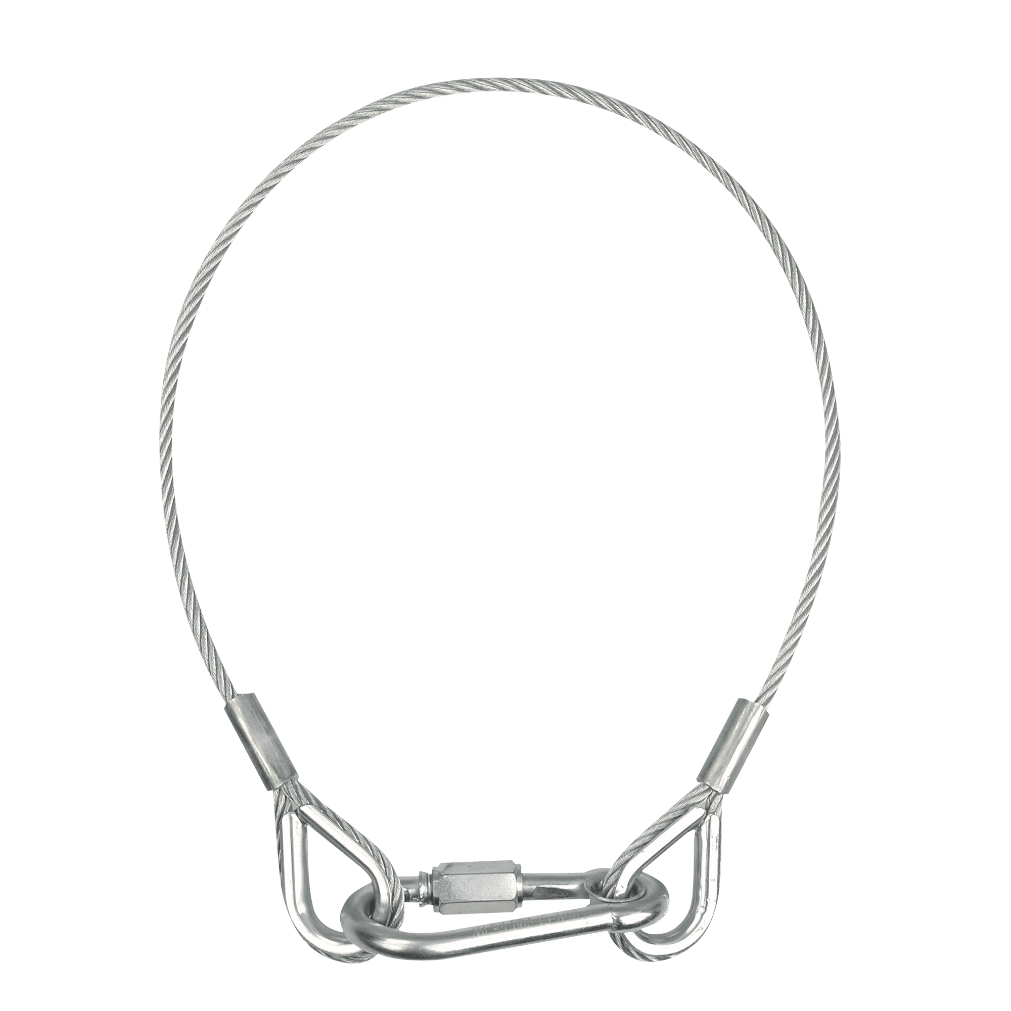 Cable de seguridad de 5 mm, BGV-C1 (LÍMITE DE CARGA DE SERVICIO (WLL): 20 kg – 100 cm – plateado) 70169