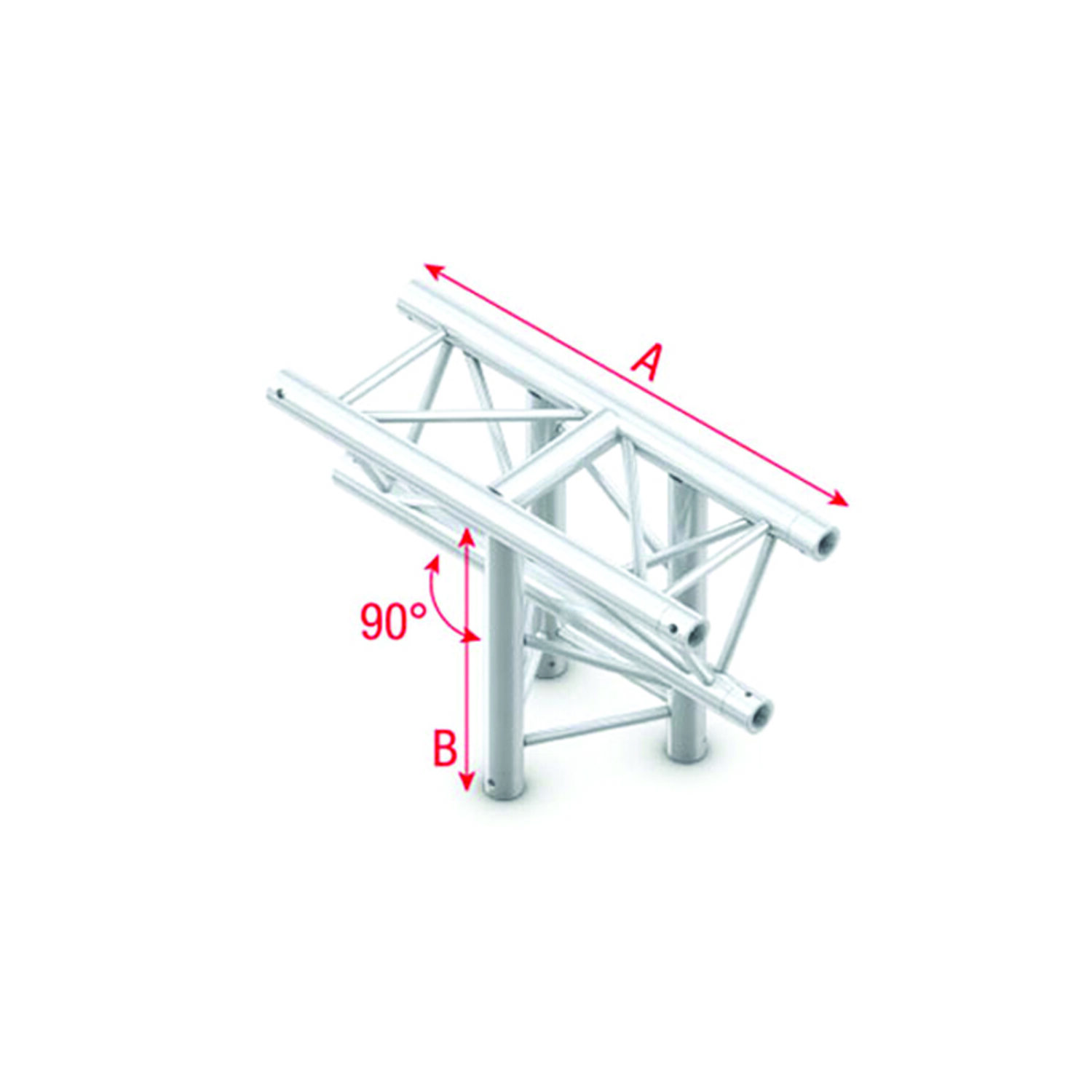 Pro-30 Triangle P Truss – T-Cross vertical 3-way – apex down – 50 cm (ATB35sp – 90° corner – silver – P) PT30035
