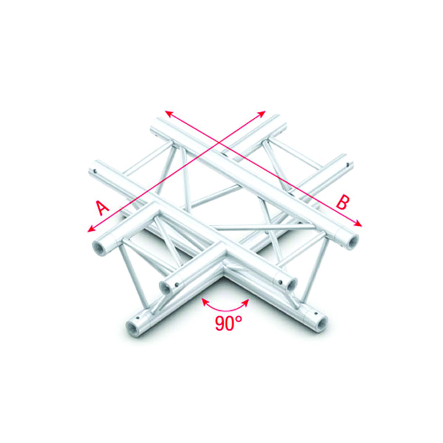 Pro-30 Triangle P Truss – Cross 4-way – 50 cm (ACB41sp – 90° corner – silver – P) PT30041