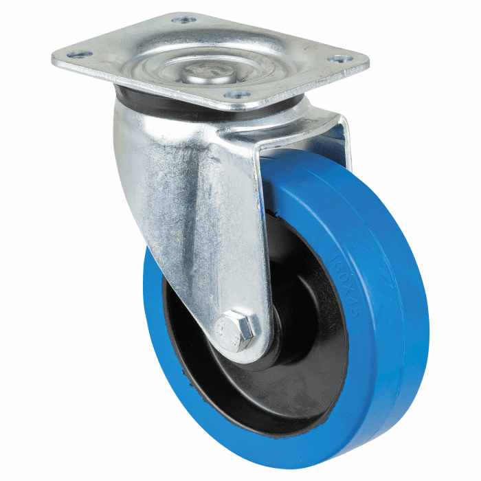 Rueda giratoria azul (160 mm: sin freno) D8007