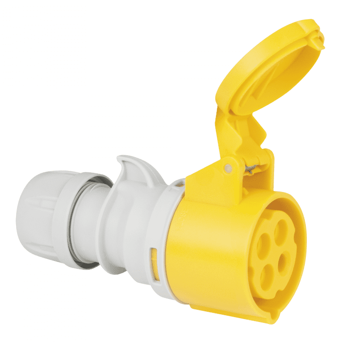 CEE 16 A/110 V 4P Plug – female – yellow (Amarillo – IP44) 91312
