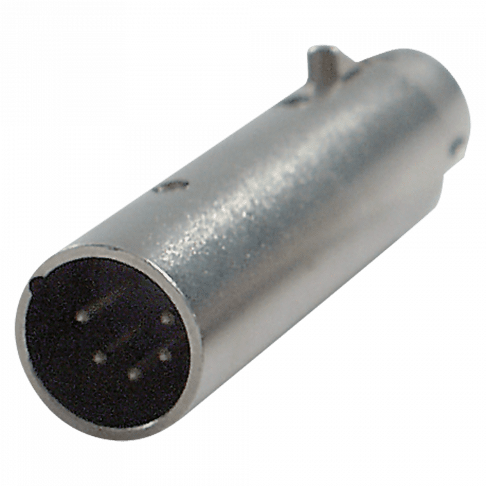FLA29 – XLR 5P male to XLR 3P female adapter (5 clavijas XLR macho > 3 clavijas Adaptador DMX XLR hembra) FLA29