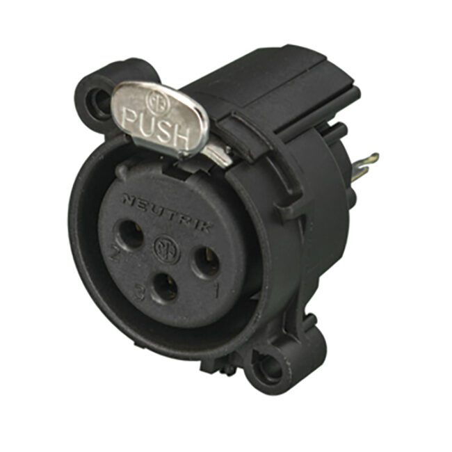 XLR 3-pin Receptacle - female (Montaje horizontal en placa de circuito impreso) NC3FAV