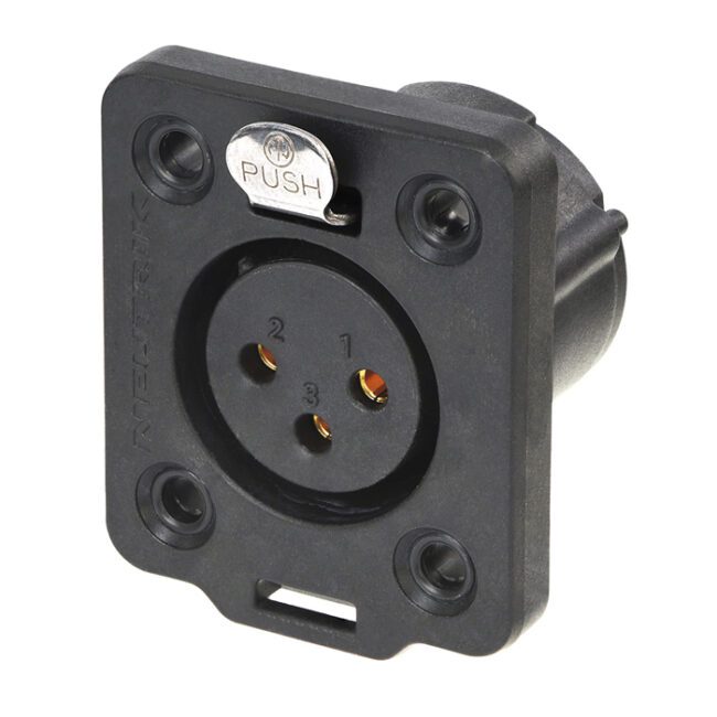 XLR 3P Chassis - female TOP (Contactos de oro - carcasa negra) NC3FDXTOP