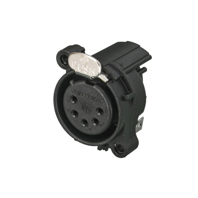 XLR 5P Chassis - female (Contactos de plata - carcasa de ABS - montaje horizontal de PCI) NC5FAH