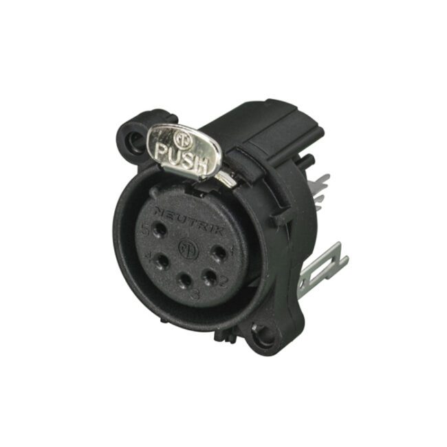 XLR 5P Chassis - female (Contactos de plata - carcasa de ABS - montaje vertical de PCI) NC5FAV
