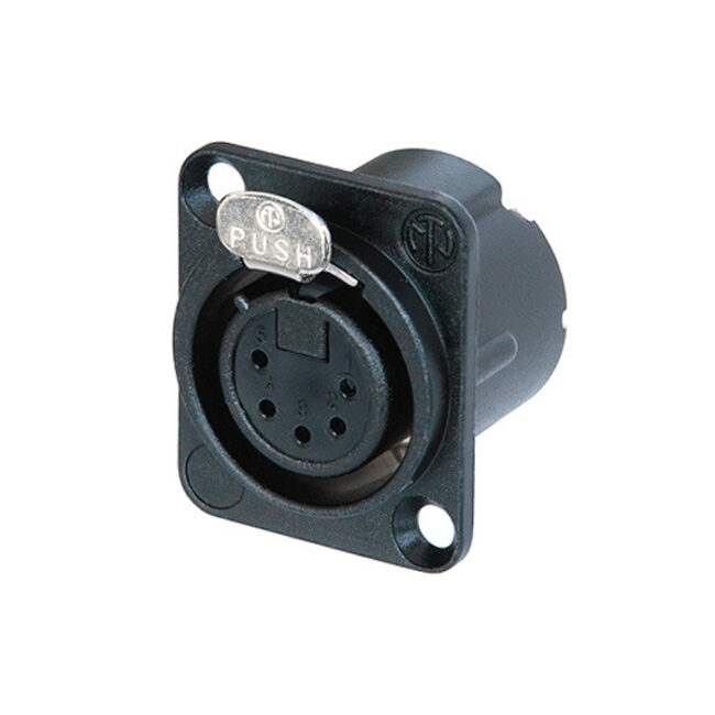 XLR 5P Chassis - female (Contactos de plata - carcasa de metal negra) NC5FDLXBAG