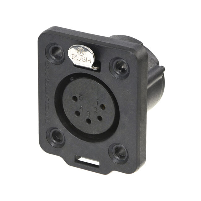 XLR 5P Chassis - female TOP (Contactos de oro - carcasa negra) NC5FDXTOP